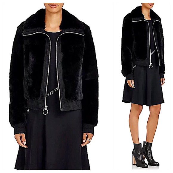 New A.L.C. Boyce Rabbit Fur Jacket in Black Size M - Picture 1 of 14